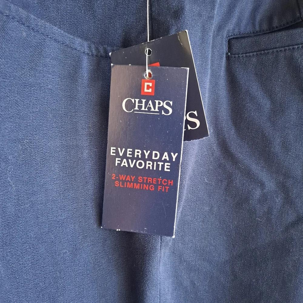 Chaps Blue "slimming fit" high rise capri pants , 6 - Picture 3 of 5